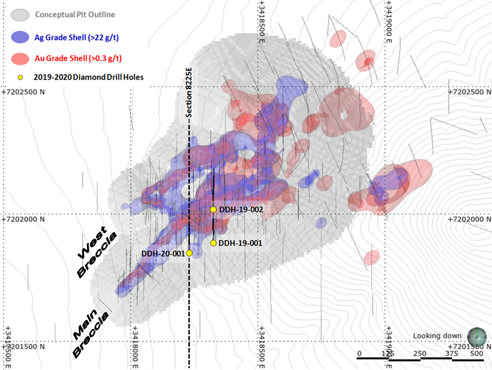 Figure 1 - Plan Map of Oculto Zone with 2019/2020 Drill Holes