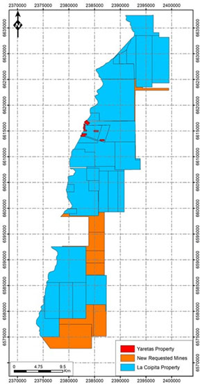 Figure 1 – Consolidated La Coipita Map (New Yaretas Claims in Red & New Areas in Orange)
