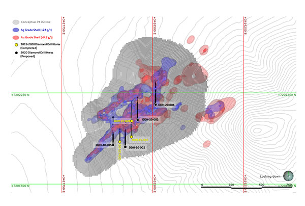 Plan Map of Oculto Showing Recent and Proposed Drill Holes