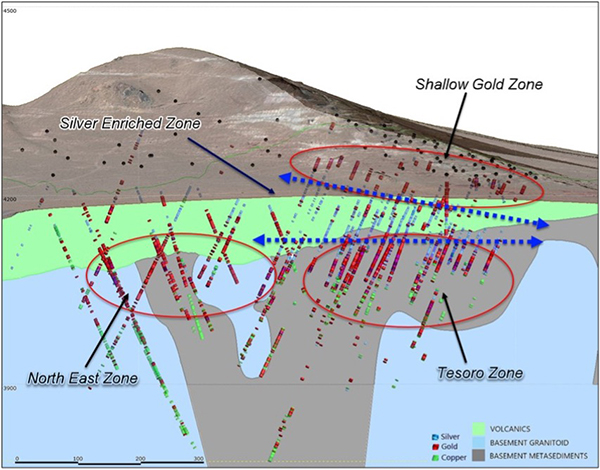 Figure 1 – 3D Representation of Various Mineralized Zones at Oculto