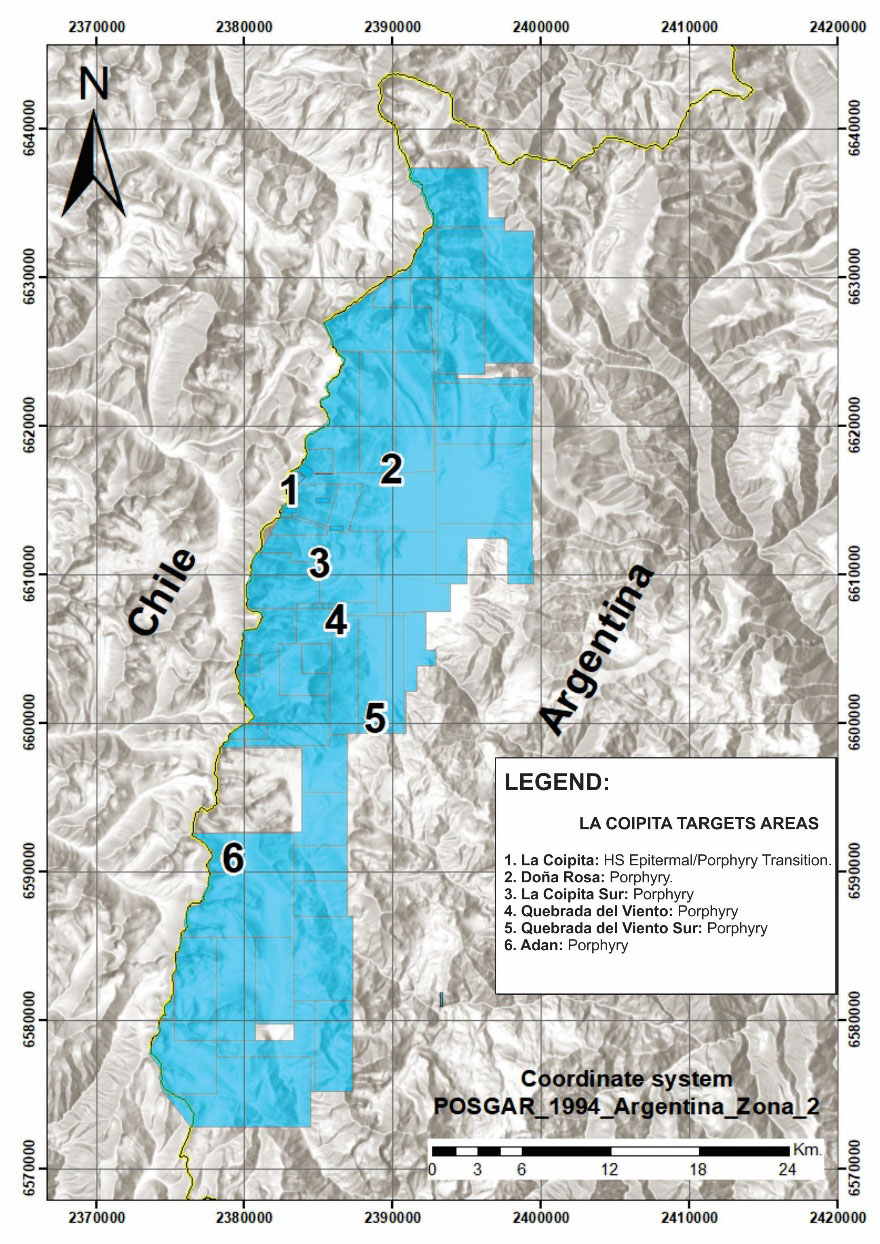 Figure 2 – La Coipita Regional Exploration Target Areas 