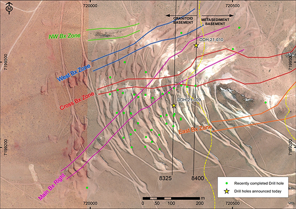 Drill Hole Location Map and Proposed Drill Holes in the Oculto Zone